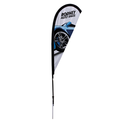 6' Tear Drop Sail Sign Kit Single-Sided with Spike Base